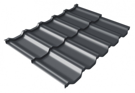 Металлочерепица модульная Квинта Uno Grand Line c 3D резом 0,5 Satin Мatt RAL 7024 мокрый асфальт купить в Новокузнецке