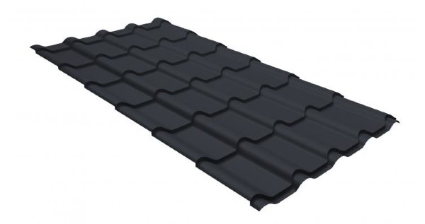 Металлочерепица камея GL 0,5 GreenCoat Pural matt RR 23 темно-серый (RAL 7024 мокрый асфальт) купить в Новокузнецке