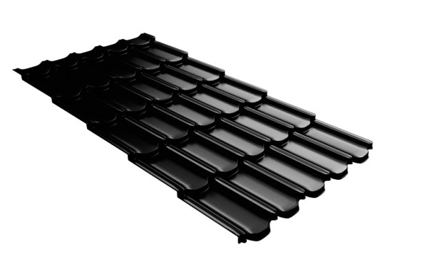 Металлочерепица квинта плюс с 3D резом 0,5 GreenСoat Pural Matt RR 33 черный (RAL 9005 черный) купить в Новокузнецке