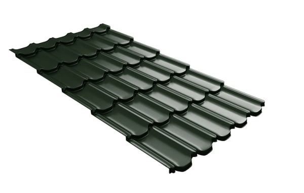 Металлочерепица квинта плюс с 3D резом 0,5 GreenСoat Pural RR 11 темно-зеленый (RAL 6020 хромовая зелень) купить в Новокузнецке