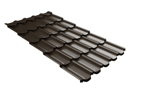 Металлочерепица квинта плюс с 3D резом 0,5 GreenСoat Pural RR 32 темно-коричневый (RAL 8019 серо-коричневый) купить в Новокузнецке