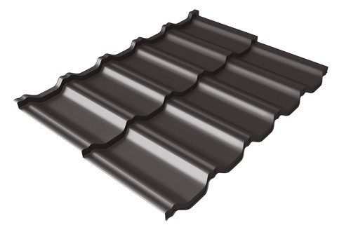 Металлочерепица модульная Квинта Uno Grand Line c 3D резом 0,5 Satin Мatt RR 32 темно-коричневый купить в Новокузнецке