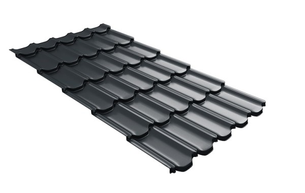 Металлочерепица квинта плюс с 3D резом 0,5 Satin RAL 7016 антрацитово-серый купить в Новокузнецке