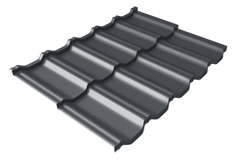 Металлочерепица модульная Квинта Uno Grand Line c 3D резом 0,45 Drap RAL 7024 мокрый асфальт купить в Новокузнецке